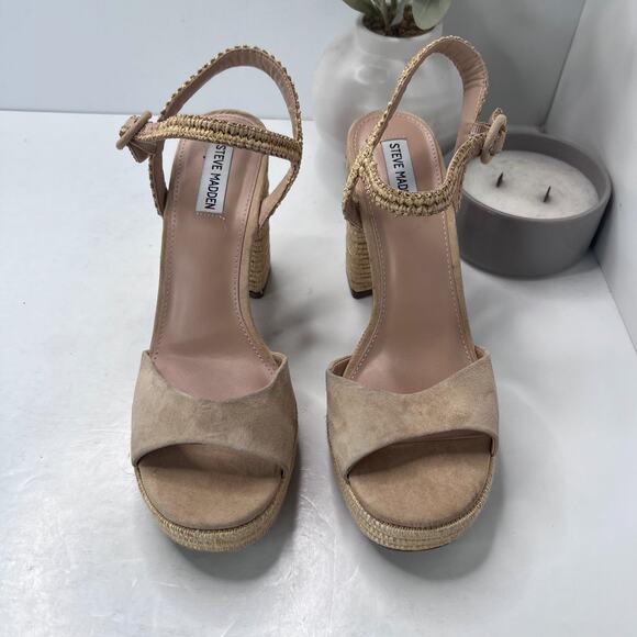 Steve Madden Strada Raffia Espadrille Block Heel Platform Women's 11 Summer - Picture 5 of 11